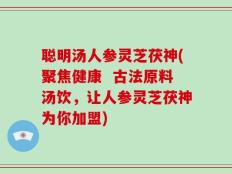 聪明汤人参灵芝茯神(聚焦健康  古法原料汤饮，让人参灵芝茯神为你加盟)