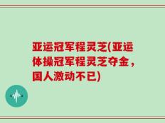 亚运冠军程灵芝(亚运体操冠军程灵芝夺金，国人激动不已)