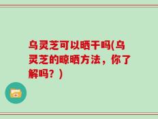 乌灵芝可以晒干吗(乌灵芝的晾晒方法，你了解吗？)