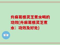升麻葛根灵芝煮水喝的功效(升麻葛根灵芝煮水：功效及好处)