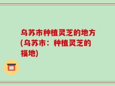 乌苏市种植灵芝的地方(乌苏市：种植灵芝的福地)