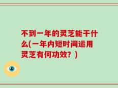 不到一年的灵芝能干什么(一年内短时间运用灵芝有何功效？)