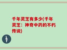 千年灵芝有多少(千年灵芝：神奇中药的不朽传说)