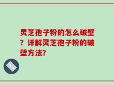 灵芝孢子粉的怎么破壁？详解灵芝孢子粉的破壁方法？