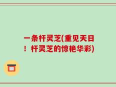 一条杆灵芝(重见天日！杆灵芝的惊艳华彩)