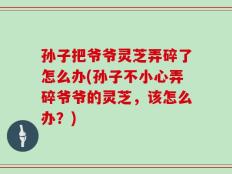 孙子把爷爷灵芝弄碎了怎么办(孙子不小心弄碎爷爷的灵芝，该怎么办？)