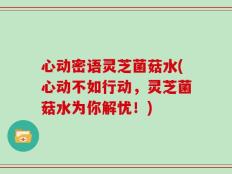 心动密语灵芝菌菇水(心动不如行动，灵芝菌菇水为你解忧！)