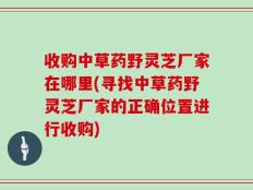 收购中草药野灵芝厂家在哪里(寻找中草药野灵芝厂家的正确位置进行收购)