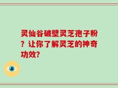 灵仙谷破壁灵芝孢子粉？让你了解灵芝的神奇功效？
