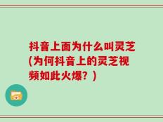抖音上面为什么叫灵芝(为何抖音上的灵芝视频如此火爆？)