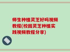 师生种植灵芝好吗视频教程(校园灵芝种植实践视频教程分享)