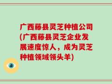 广西藤县灵芝种植公司(广西藤县灵芝企业发展速度惊人，成为灵芝种植领域领头羊)