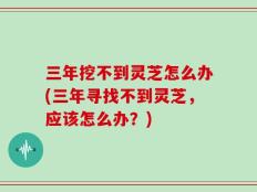 三年挖不到灵芝怎么办(三年寻找不到灵芝，应该怎么办？)