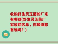 收购野生灵芝菌的厂家有哪些(野生灵芝菌厂家收购名单，你知道都有谁吗？)