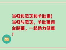 当归和灵芝和羊肚菌(当归与灵芝，羊肚菌同台飚荣，一起助力健康！