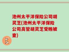 池州太平洋保险公司胡灵芝(池州太平洋保险公司高管胡灵芝受贿被查)