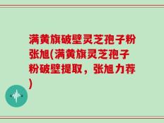 满黄旗破壁灵芝孢子粉张旭(满黄旗灵芝孢子粉破壁提取，张旭力荐)