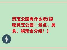 灵芝公园有什么玩(探秘灵芝公园：景点、美食、娱乐全介绍！)