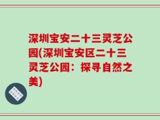 深圳宝安二十三灵芝公园(深圳宝安区二十三灵芝公园：探寻自然之美)