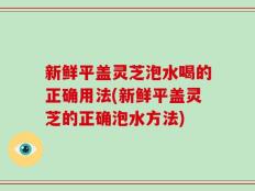新鲜平盖灵芝泡水喝的正确用法(新鲜平盖灵芝的正确泡水方法)