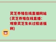 灵芝养殖在线直播网站(灵芝养殖在线直播：观察灵芝生长过程送福利)