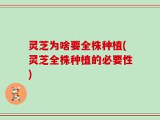 灵芝为啥要全株种植(灵芝全株种植的必要性)