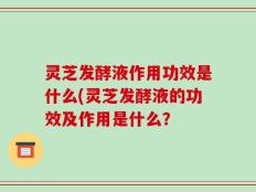 灵芝发酵液作用功效是什么(灵芝发酵液的功效及作用是什么？