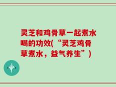 灵芝和鸡骨草一起煮水喝的功效(“灵芝鸡骨草煮水，益气养生”)