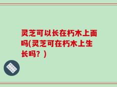 灵芝可以长在朽木上面吗(灵芝可在朽木上生长吗？)