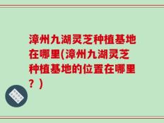 漳州九湖灵芝种植基地在哪里(漳州九湖灵芝种植基地的位置在哪里？)
