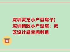 深圳灵芝小户型房子(深圳精致小户型房：灵芝设计感空间利用