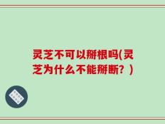 灵芝不可以掰根吗(灵芝为什么不能掰断？)