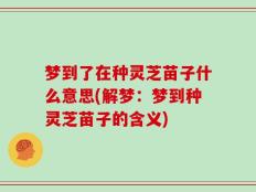 梦到了在种灵芝苗子什么意思(解梦：梦到种灵芝苗子的含义)