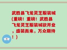 武胜县飞龙灵芝服装城(重磅！重磅！武胜县飞龙灵芝服装城欲开业，盛装而来，万众期待！)