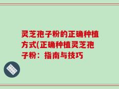 灵芝孢子粉的正确种植方式(正确种植灵芝孢子粉：指南与技巧