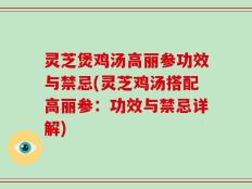 灵芝煲鸡汤高丽参功效与禁忌(灵芝鸡汤搭配高丽参：功效与禁忌详解)