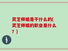 灵芝师姐是干什么的(灵芝师姐的职业是什么？)
