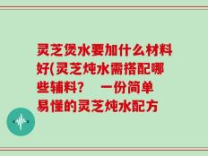 灵芝煲水要加什么材料好(灵芝炖水需搭配哪些辅料？  一份简单易懂的灵芝炖水配方