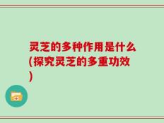 灵芝的多种作用是什么(探究灵芝的多重功效)