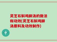 灵芝石斛鸡脚汤的做法和功效(灵芝石斛鸡脚汤原料及功效制作)