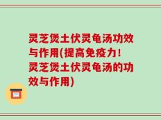 灵芝煲土伏灵龟汤功效与作用(提高免疫力！灵芝煲土伏灵龟汤的功效与作用)