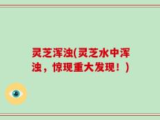 灵芝浑浊(灵芝水中浑浊，惊现重大发现！)