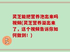 灵芝能把营养泡出来吗视频(灵芝营养溢出来了，这个视频告诉你如何做到！)