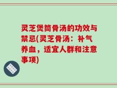 灵芝煲筒骨汤的功效与禁忌(灵芝骨汤：补气养血，适宜人群和注意事项)