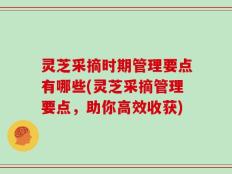 灵芝采摘时期管理要点有哪些(灵芝采摘管理要点，助你高效收获)