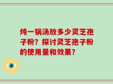 炖一锅汤放多少灵芝孢子粉？探讨灵芝孢子粉的使用量和效果？