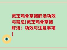 灵芝鸡骨草猪肝汤功效与禁忌(灵芝鸡骨草猪肝汤：功效与注意事项)