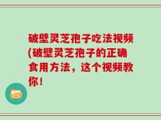 破壁灵芝孢子吃法视频(破壁灵芝孢子的正确食用方法，这个视频教你！