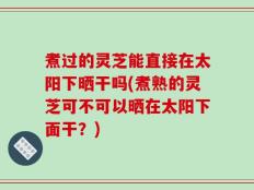 煮过的灵芝能直接在太阳下晒干吗(煮熟的灵芝可不可以晒在太阳下面干？)