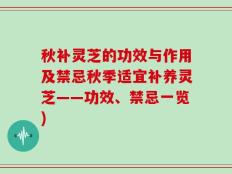 秋补灵芝的功效与作用及禁忌秋季适宜补养灵芝——功效、禁忌一览)